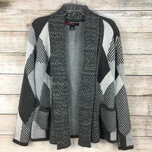 Peck & Peck Cardigan Sweater Wool Blend Open Front Shawl Collar